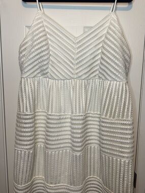 Forever 21 White Lace Midi Dress with Spaghetti Straps